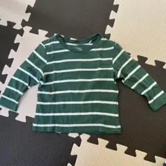 緑と白のストライプ長袖Tシャツ