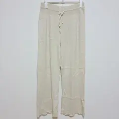 ユニクロ ウォッシャブルニットリブパンツ 【XL】ベージュ UNIQLO 白