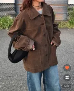 ブラウン スエードトラッカージャケット オーバーサイズ