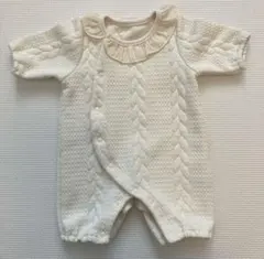 【本日限り　限定価格】conoco ホワイト ケーブル編みロンパース 冬用