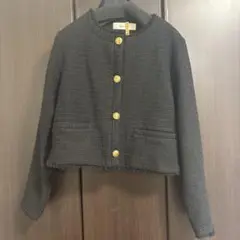クリーニング済み！ツイードブラックショートジャケット ゴールドボタン