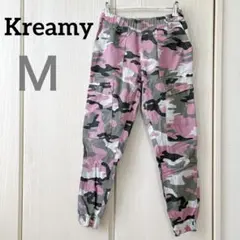 Kreamy カモフラージュ　カーゴパンツ 【M】　快適　ピンク　グレー