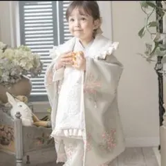 七五三　3歳　女の子　キャサリンコテージ　着物　被布　グリーン