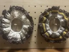 かぎ編み　シュシュ　2個セット　ハンドメイド