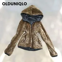 y2kOLDUNIQLOリバーシブルレオパード柄ジップアップパーカーМ