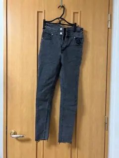 ダークグレー スキニーデニム ハイウエスト