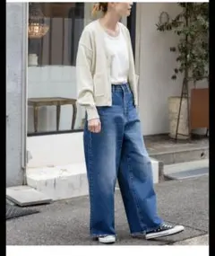 FORK & SPOON ミックスヤーンVネックカーディガン