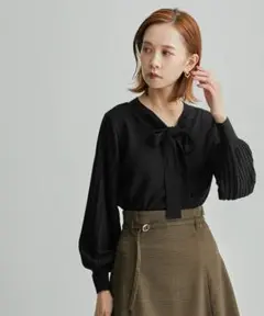 美品✨️ロペピクニック　2WAY/リボンニットプルオーバー　ブラック