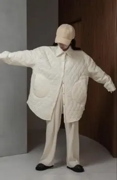 lawgy オーバーサイズ ホワイト キルティングジャケット