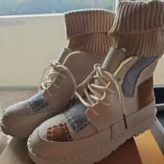 【新品】多色スエード内ボア厚底ブーツM