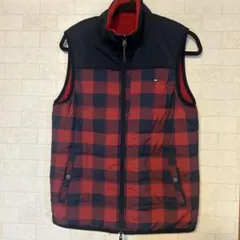 メンズトミーヒルフィガーgolfリバーシブル 赤黒チェック ベスト