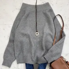 美品♪スローブイエナ　ラクーンカシミヤ混タートルプルオーバー　グレー