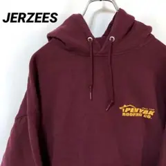 N-5575 JERZEES アメリカ古着 企業ロゴプリントパーカー XLメンズ