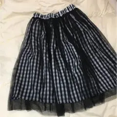 リバーシブル 黒ギンガムチェックチュールスカート