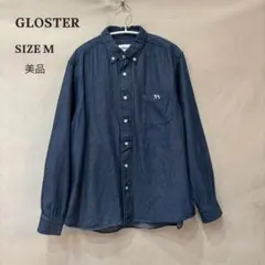 美品 GLOSTER グロスター フレンチブルドッグ刺繍 ボタンダウンシャツ Mのサムネイル