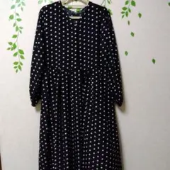 ドットワンピース長袖