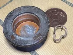 火鉢　囲炉裏　欅製 くり抜き火鉢　丸型 火入れ部51cm 【発送不可引取り限定】 木製火鉢 欅 くり抜き 丸型 アンティーク - メルカリ