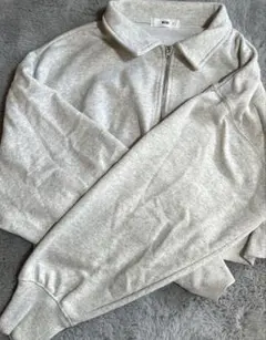 WEGO ハーフジップ クロップドスウェット L グレー