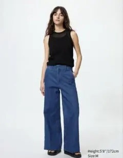 UNIQLOワイドトラウザージーンズ S BLUE