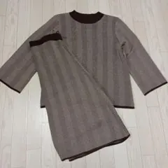 DECOY　ヘリンボーンニット　ブラウン系　ニットセットアップ　LL