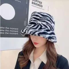 人気！バケハ バケットハット アニマル柄 ボア ファー ふわふわ 韓国 秋冬