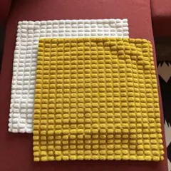IKEA スヴァルトポッペル クッションカバー イエロー オフホワイト2枚セット