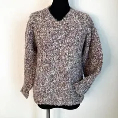 手作りハンドメイド　手編み　レディス　セーターM～L パープル　ループ毛糸