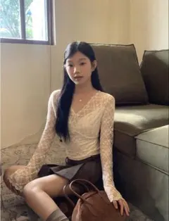 ワンホン レース トップス ガーリー