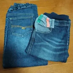デニムパンツ 140cm 青 ハーフパンツ　長ズボンの２枚セットです。