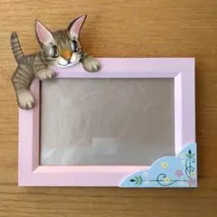 猫5・フォトフレー厶（葉書サイズ）写真立て　ハンドメイド　インテリア雑貨　猫雑貨
