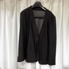 紺 ノーカラージャケット Lサイズ