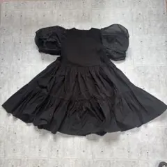 eimy istoire パフ袖ティアードワンピース 黒 F