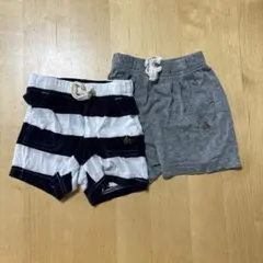 baby gap 短パン2枚セット　ボーダー&グレー　ポケット付き
