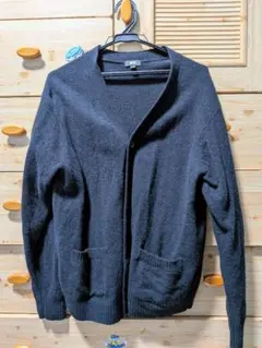 UNIQLO ラムVネックカーディガン L ネイビー