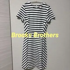 半袖ボーダーポロワンピース 黒&白 フレンチ膝丈