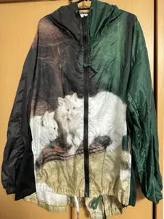 猫プリント ナイロンジャケット