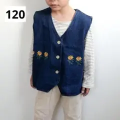 フラワー デニム ベスト 120 トップス おしゃれ 子供服 衣装 秋 韓国