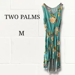 TWO PALMS ハワイ製 アロハ柄ロングワンピース M フィッシュテール 緑のサムネイル