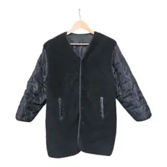 ボア切り替え リバーシブル キルティングジャケット オーバーサイズ 黒ブラック