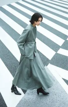 AK+1 Demi-Luxe BEAMS ウールリネンスカート　36 グレー