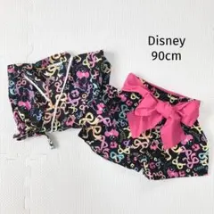 ディズニー 甚平セットアップ　90cm 総柄 夏祭り ミニーちゃん