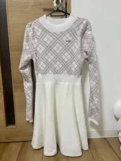 evelyn 袖ギャザーチェックフレアop ピンク ワンピース