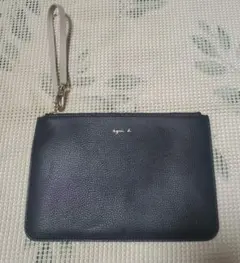 【未使用】agnes b. ブラック レザー ミニポーチ