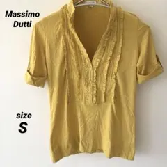 Massimo Dutti フリル　トップス　イエロー　半袖　S Tシャツのサムネイル