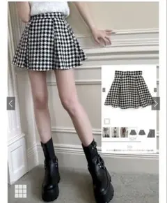 インパン裏地付きツイードプリーツミニスカート[ai130]