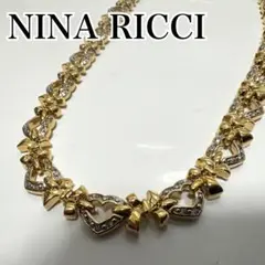 ニナ・リッチ　NINA RICCI ハート＆リボン　ネックレス　ゴールド