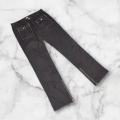 【KMK】（L）ストレートパンツ カジュアルパンツ コットン ブラック