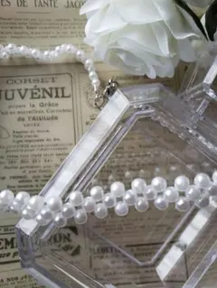 パールビーズ　ネックレス　４２cm　ハンドメイド