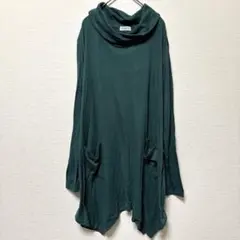 一点もの✨トップス ワンピース【3XL】グリーン ビッグシルエット 体型カバー