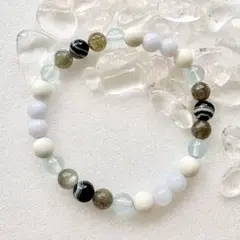 強運・金運を呼ぶ　天眼石×ブルートパーズ ブレス 15cm